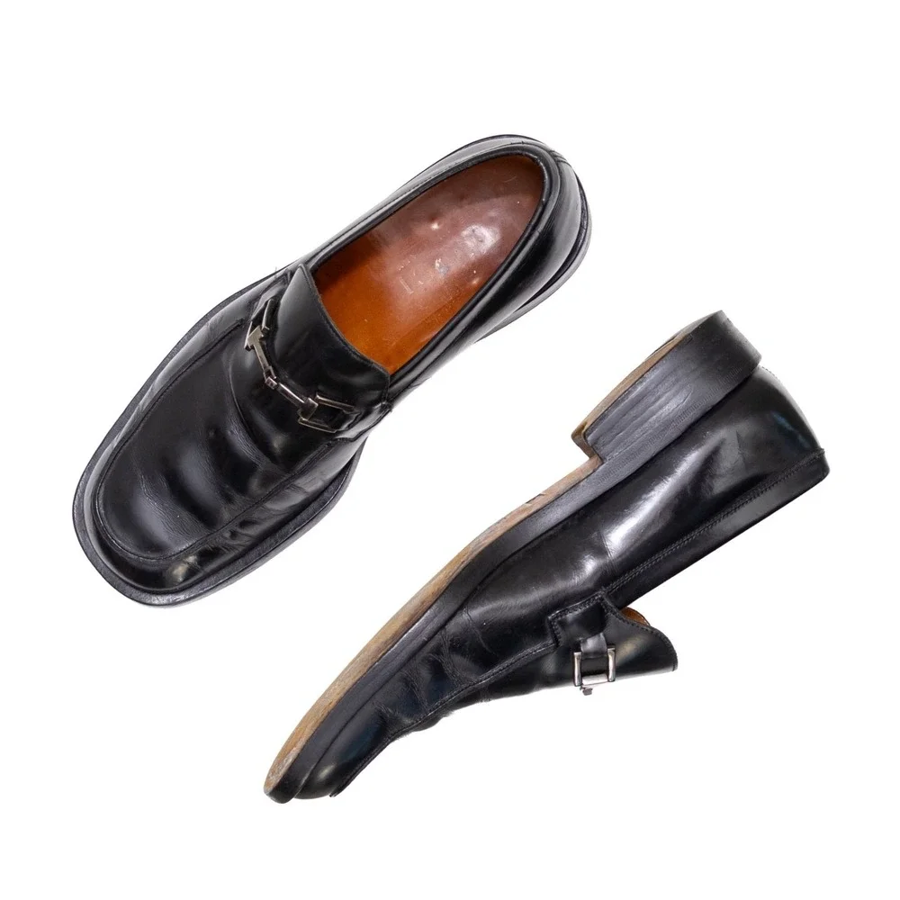 Vintage Gucci Horsebit Loafers Mens US 9 UK 8 EU 42 Black Leather Bit Loafers 8D